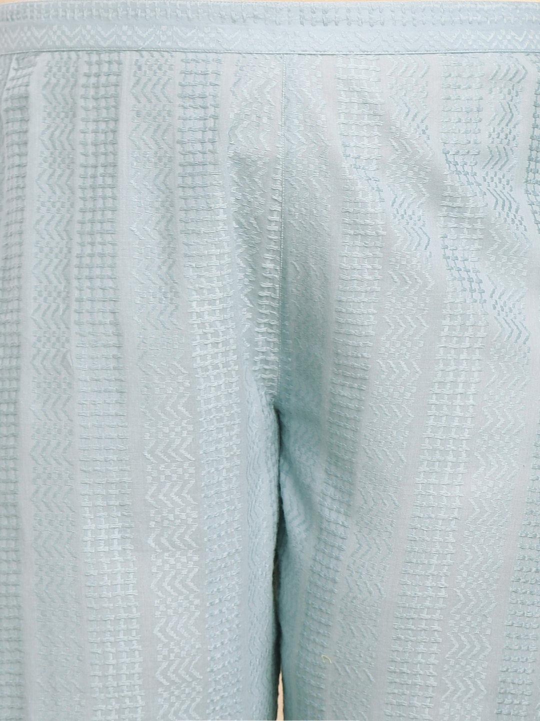 Janasya A-Line Jacquard Light Blue N/A Collar Co-Ords 