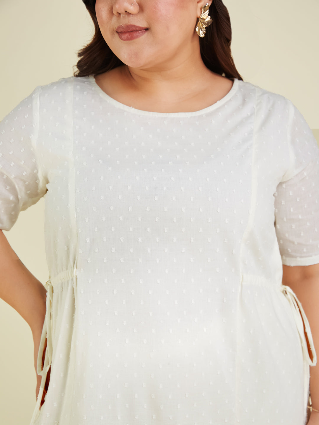 Janasya Light Dobby Cotton Self Design A-Line Kurta Set 