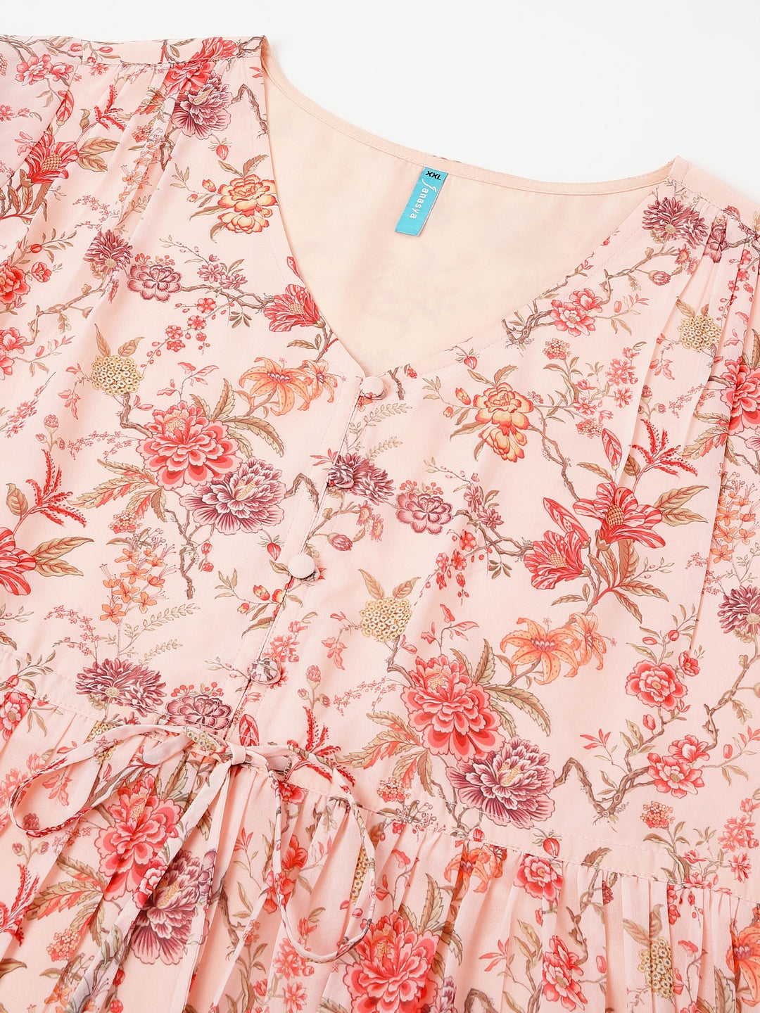 Janasya Light Georgette Floral Tiered Dress 