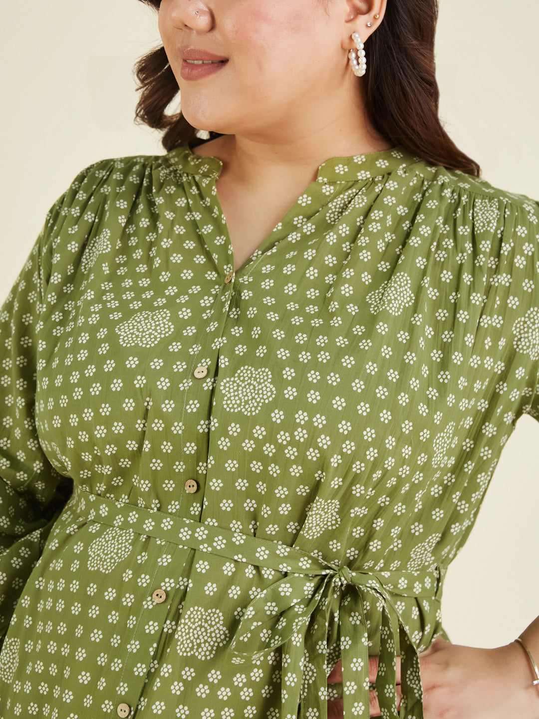 Janasya Dark Cotton Floral A-Line Dress 