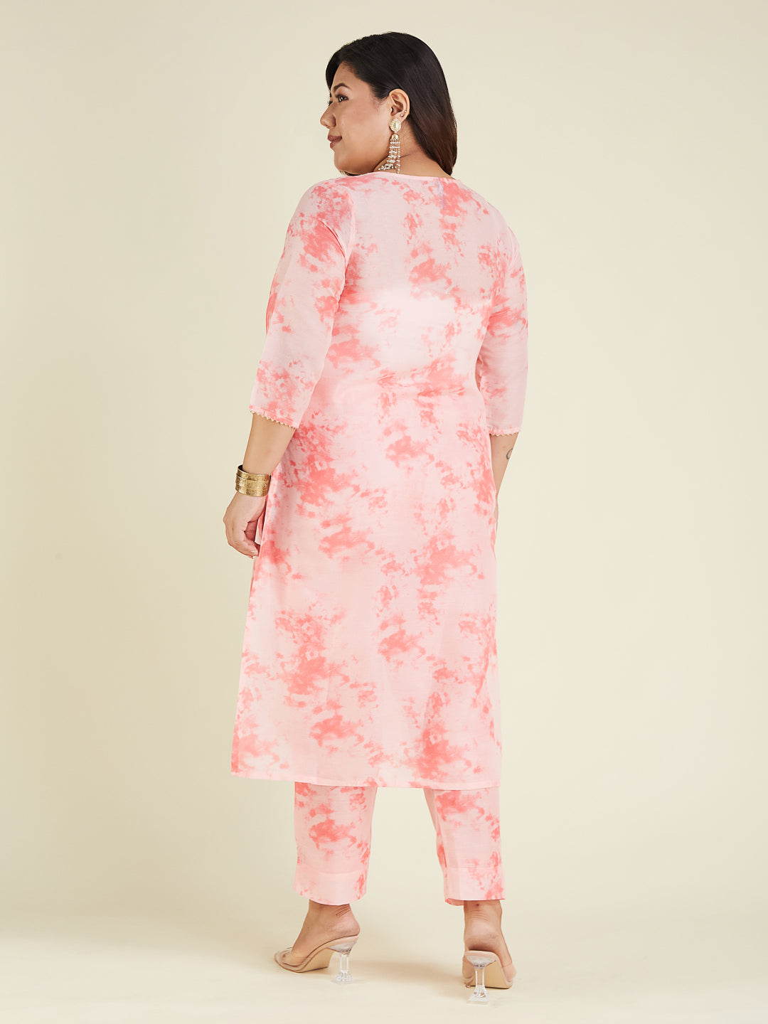 Janasya Light Silk Blend Tie & dye Straight Kurta Set 