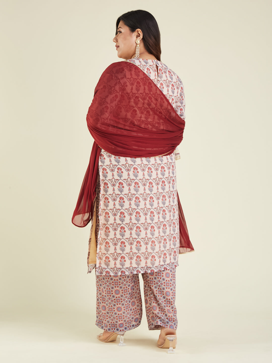 Janasya Light Georgette Yoke Embroidery A-Line Kurta Set 