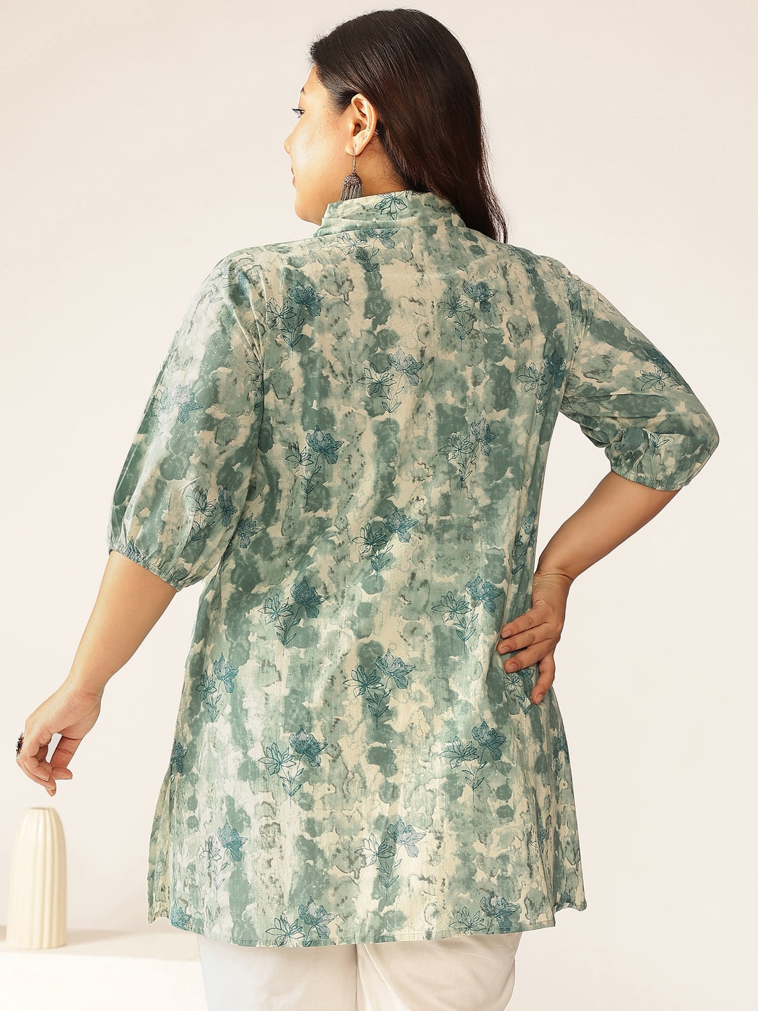 Janasya Dark Cotton Tie & dye Straight Tunic 