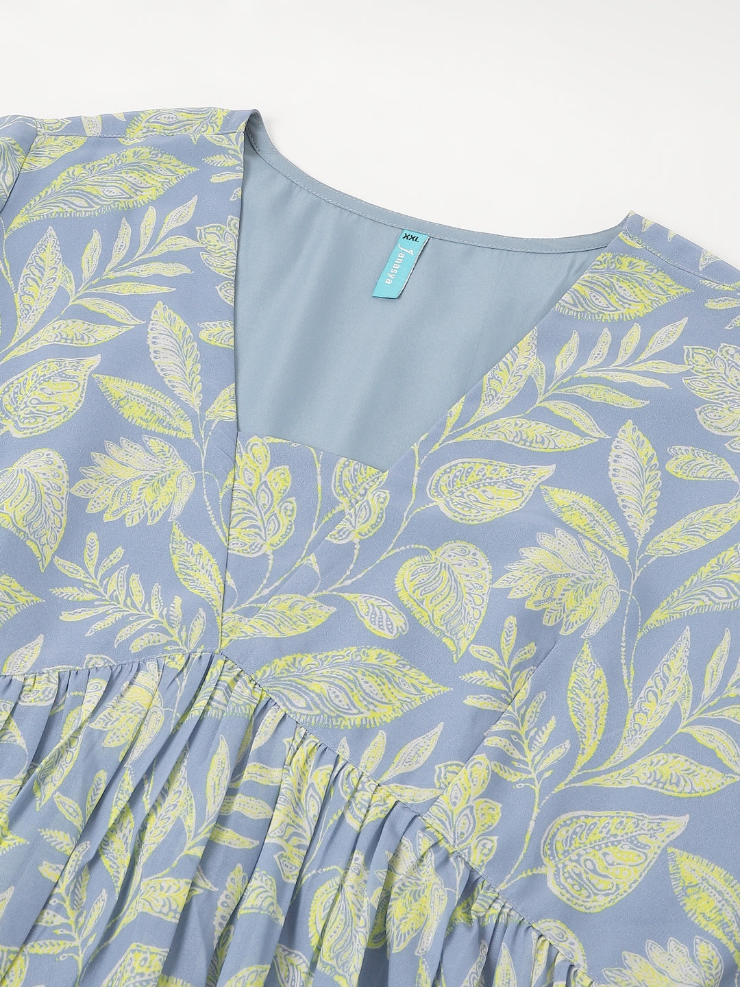 Janasya Bright Georgette Tropical A-Line Tunic 