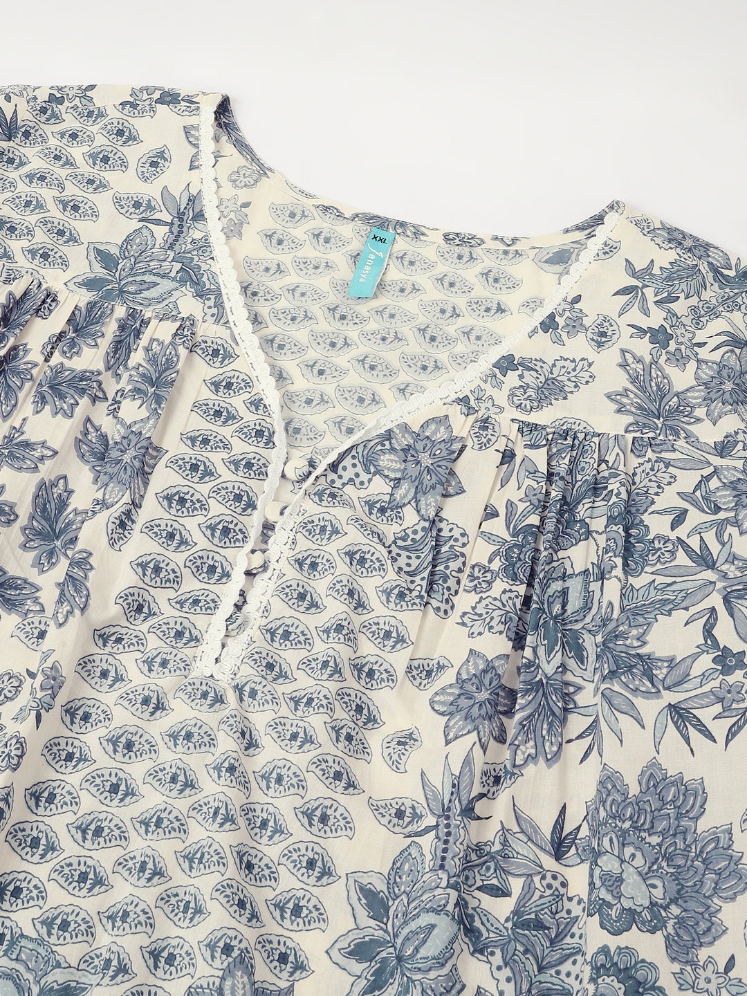 Janasya Light Cotton Floral A-Line Kurta Set 