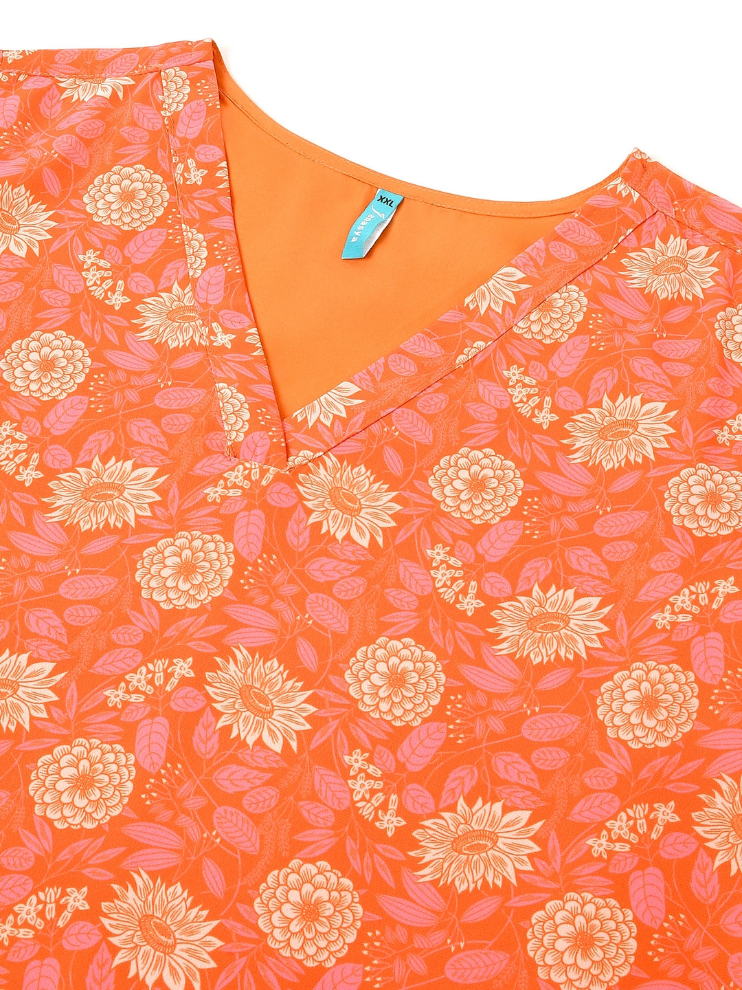 Janasya Bright Georgette Floral A-Line Tunic 