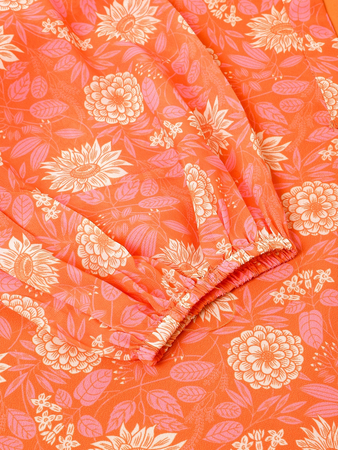 Janasya Bright Georgette Floral A-Line Tunic 