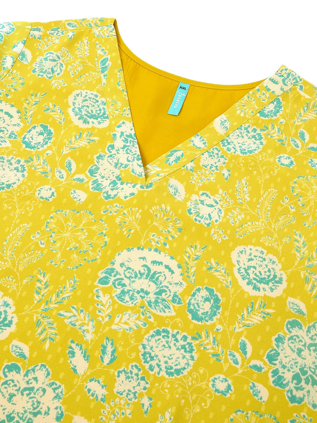 Janasya Bright Georgette Floral A-Line Tunic 