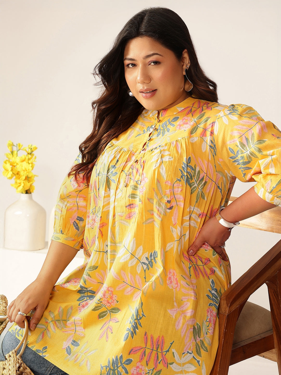 Janasya Light Cotton Tropical A-Line Tunic | Grab2Buy