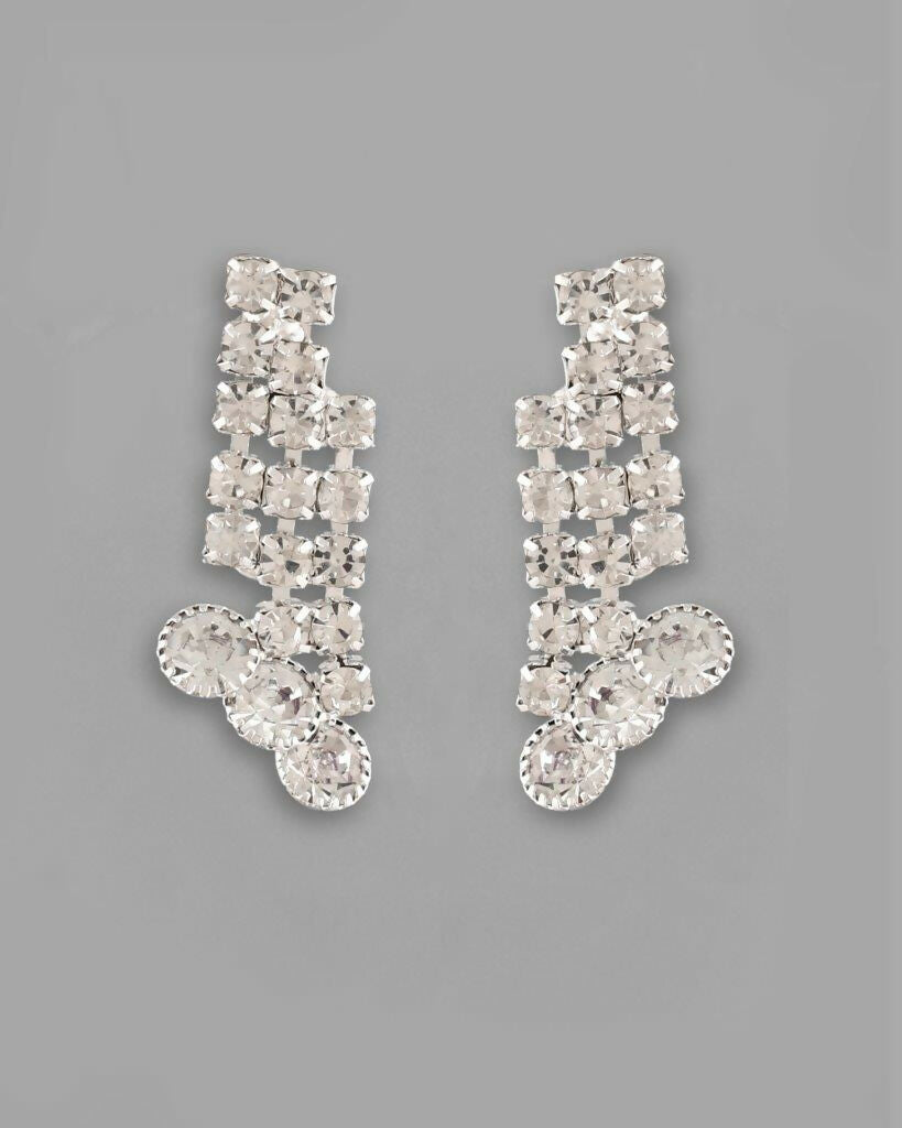 VOJ Silver Plated AD Stone Studded Necklace With Earrings Jewellery Set - Grab2buy