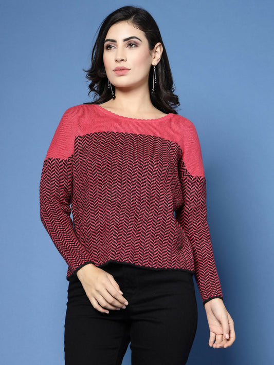 Women Winter Fuchsia Acrylic Sweater - Wool Trees