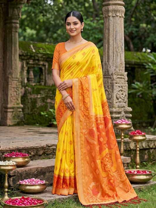 Shree Shyam Fashion Yellow Soft Silk Saree
