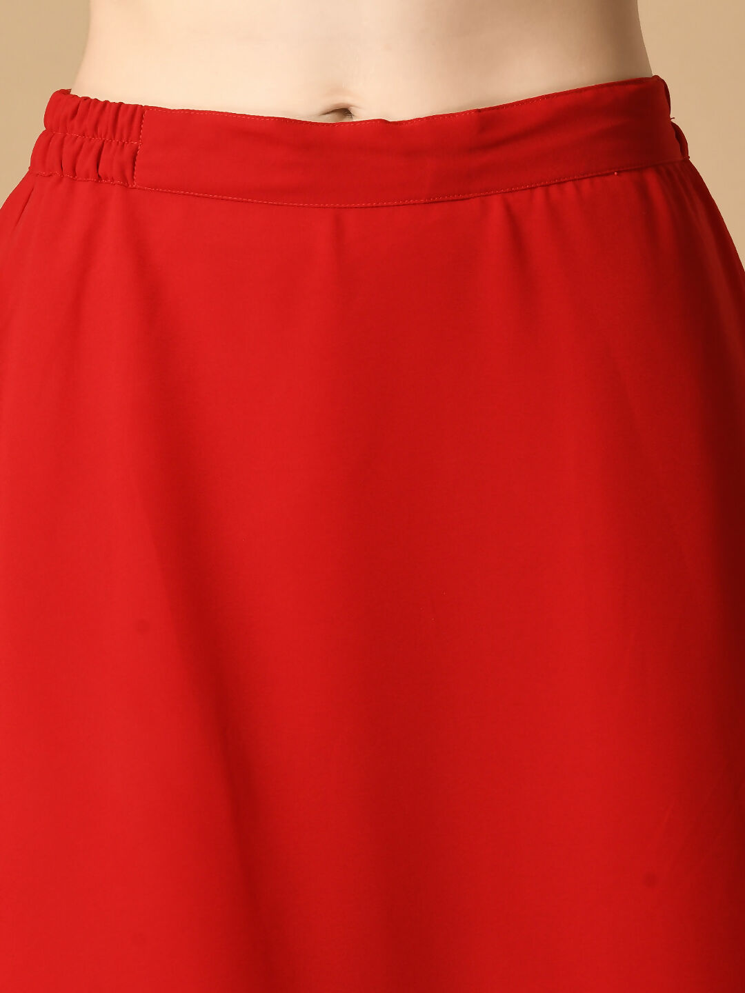 Myshka Women's Red Georgette Top & Skirt With Dupatta Party Sets