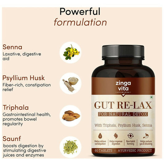 Zingavita Gut Re-Lax Tablets for Natural Detox 