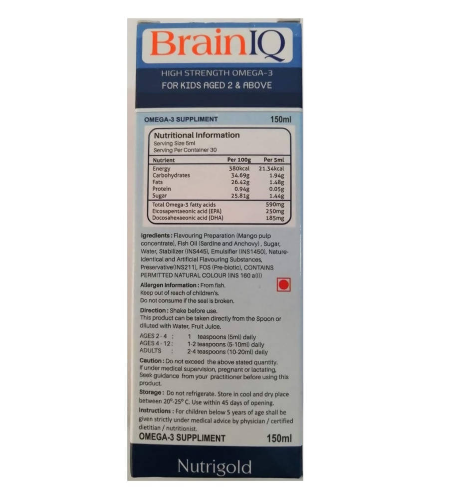 Nutrigold BrainIQ High Strength Omega-3 Drops 