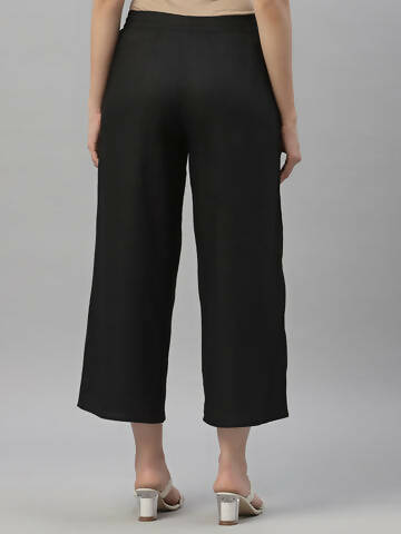Juniper Women's Black Rayon Straight Solid Pant/Slim Pant 