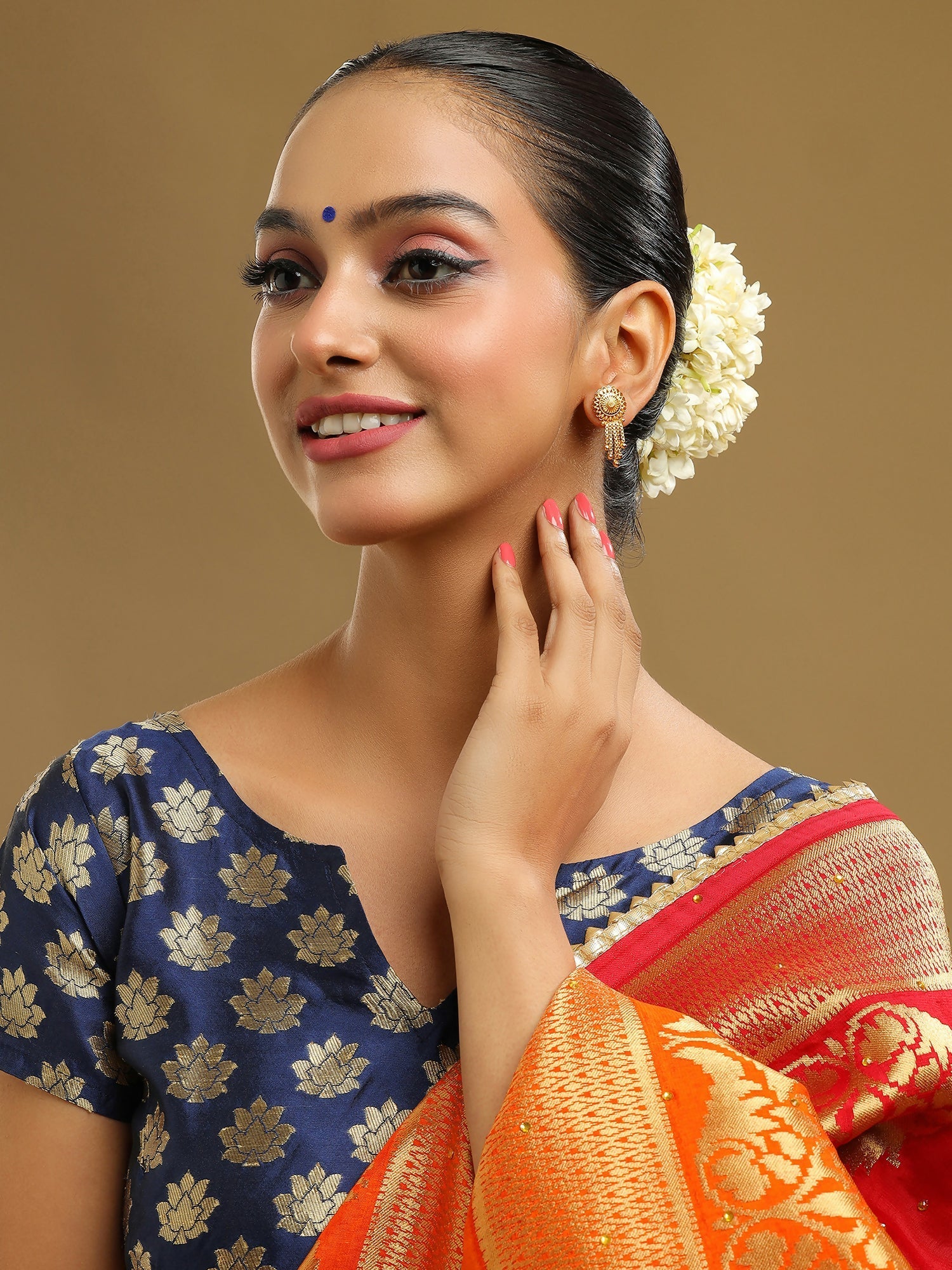 Ruby Raang Gold Dangler Earrings | Swadesiicart