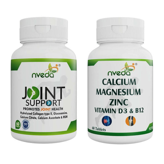 Nveda Joint Support Tablets and Calcium, Magnesium, Zinc, Vit D & B12 Tablets Combo 