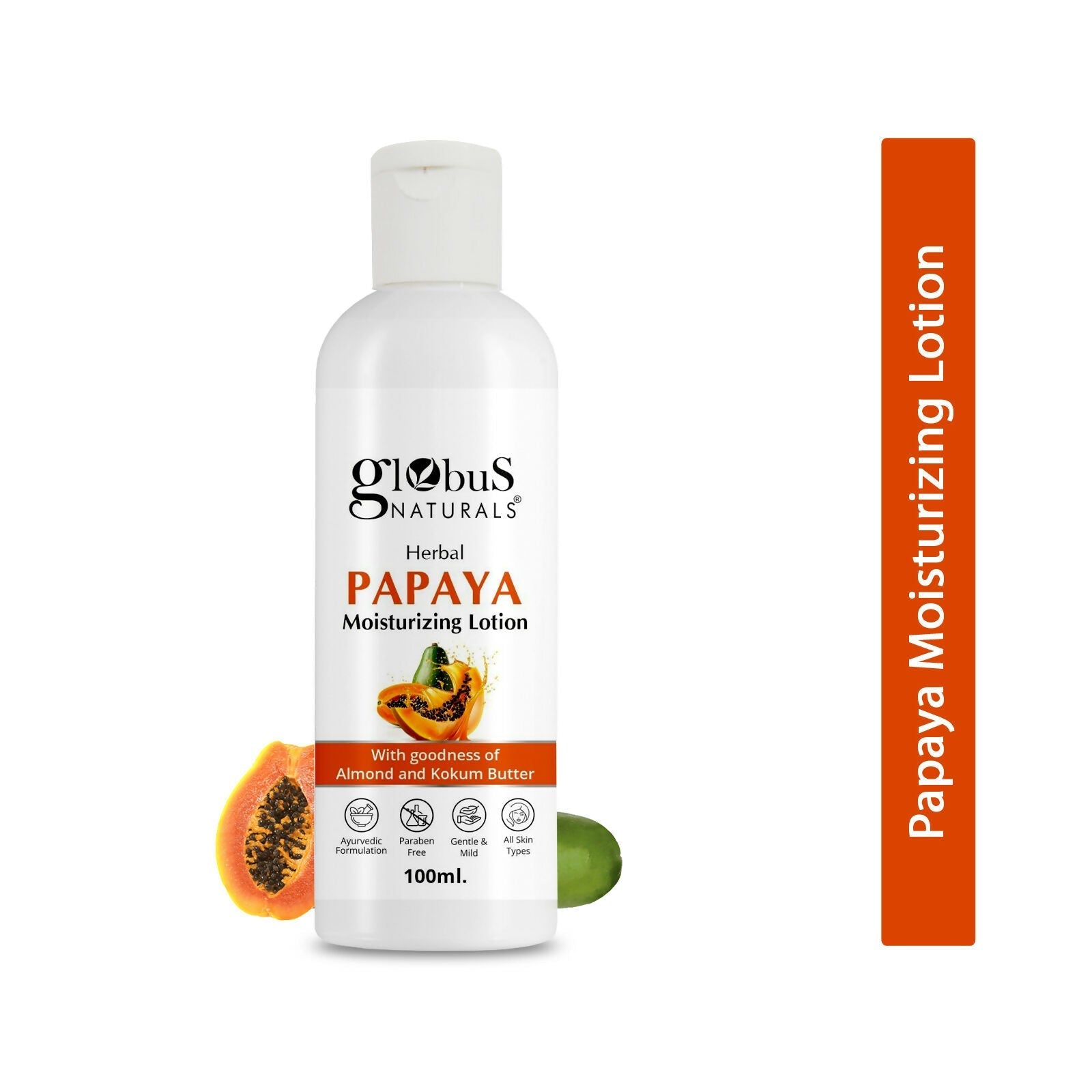 Globus Naturals Herbal Papaya Moisturizing Body Lotion For Nourishment, Glowing & Youthful Skin, All Skin Types | Swadesiicart