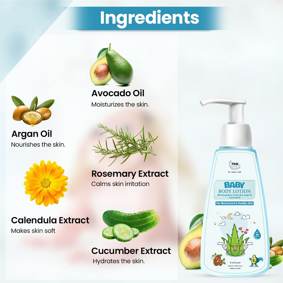 The Natural Wash Moisturising Baby Body Lotion With Avocado Oil & Calendula Oil  Grab2Buy The Natural Wash Grab2Buy