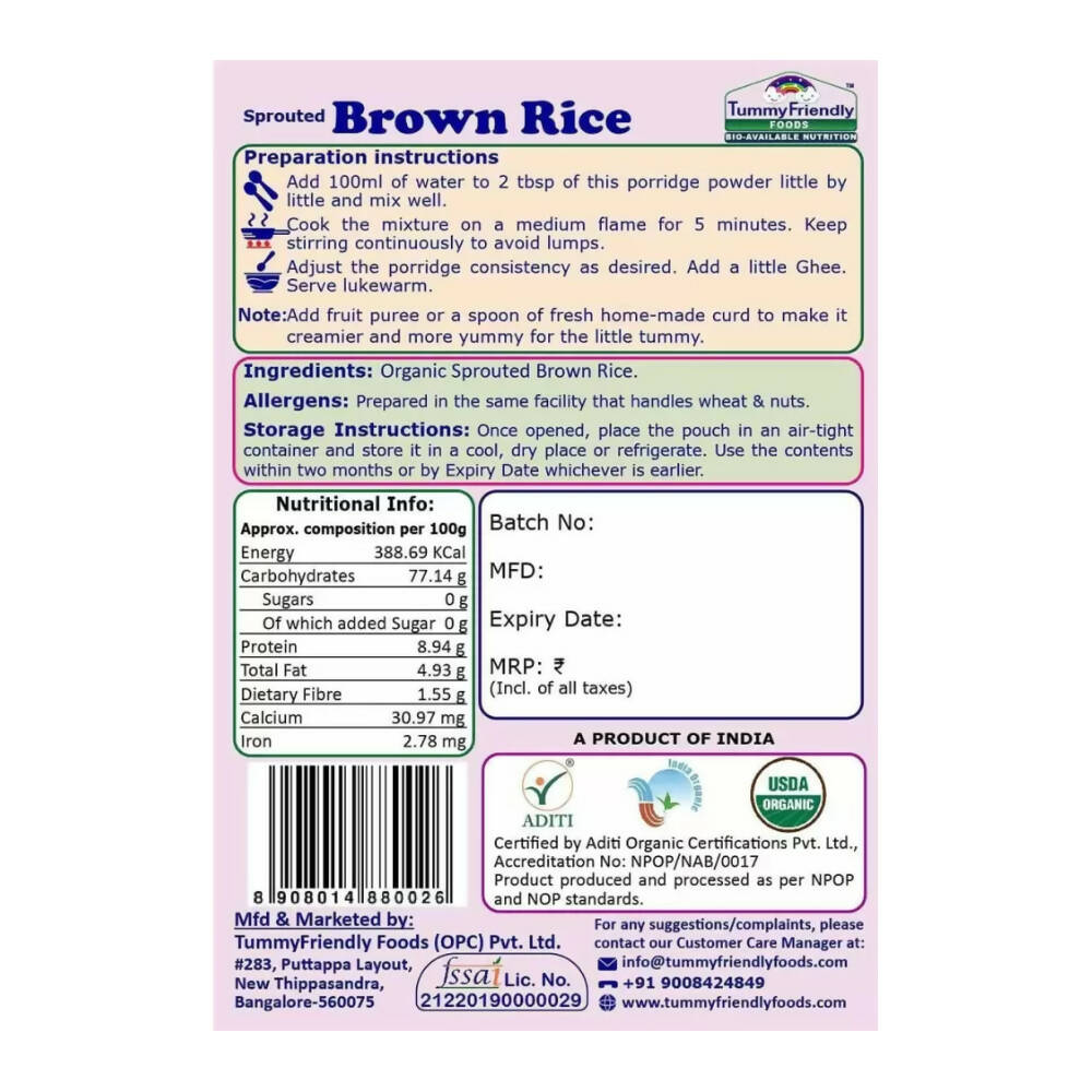 TummyFriendly Foods Certified Brown Rice Porridge Mixes - Stage1, Stage2, Stage3  Grab2Buy TummyFriendly Foods Grab2Buy
