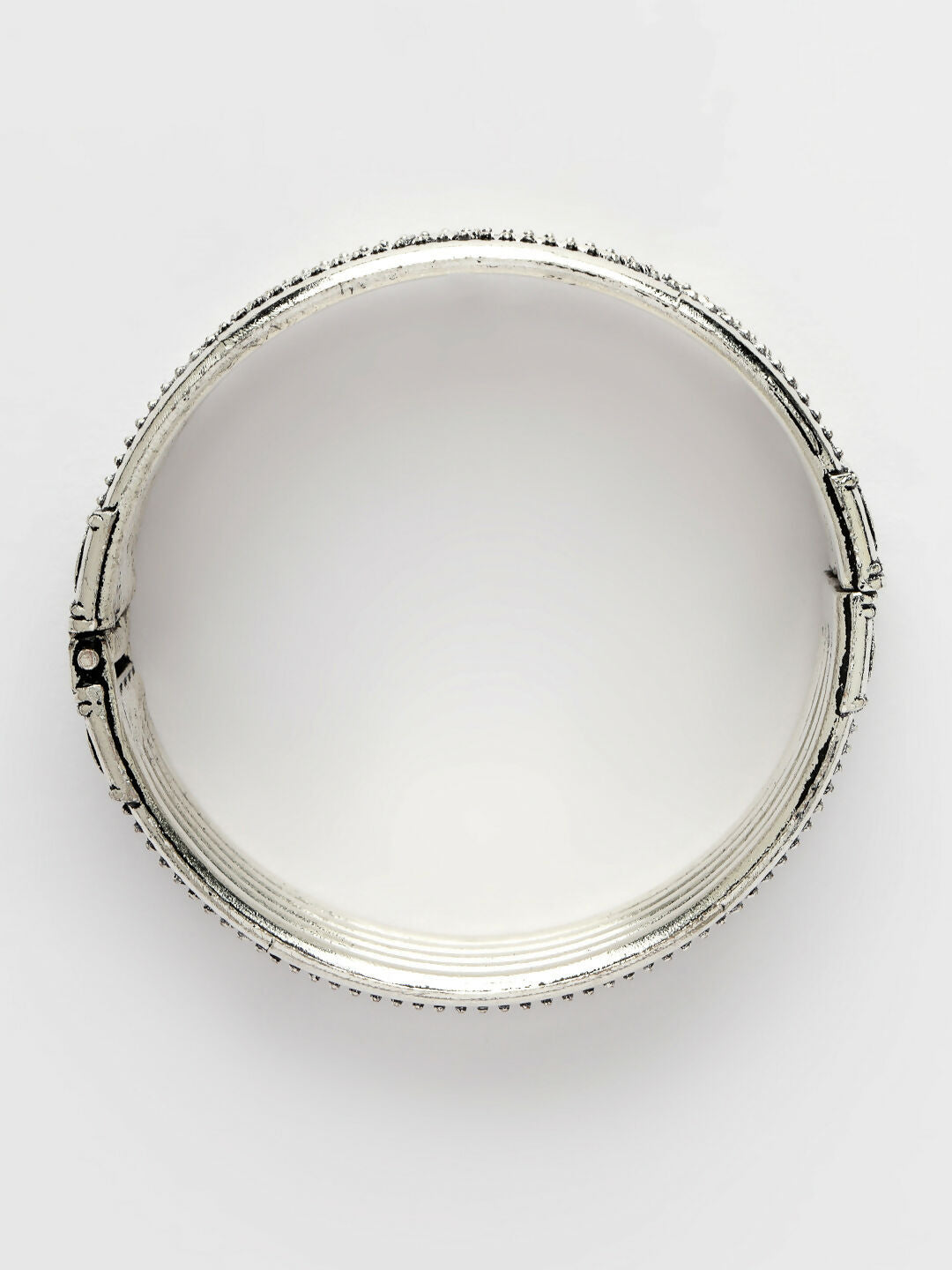 NVR Women's Set of 2 Silver-Toned German Silver Oxidised Kada Bangle 
