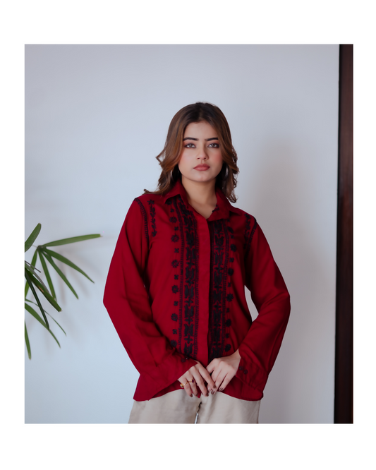 Zibaa Ruby Luxury Rayon Chikankari Shirt  Grab2Buy Zibaa Grab2Buy