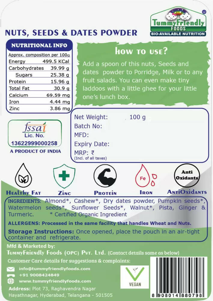 TummyFriendly Foods Premium Nuts, Seeds and Dates Powder  Grab2Buy TummyFriendly Foods Grab2Buy