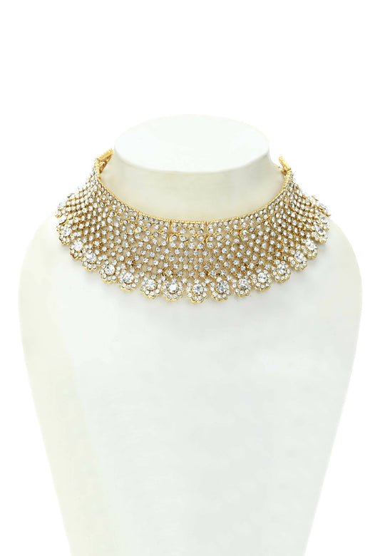 Mominos Fashion Johar Kamal Traditional Rajwadi Design Heavy Golden Colour Necklace Set - Grab2buy