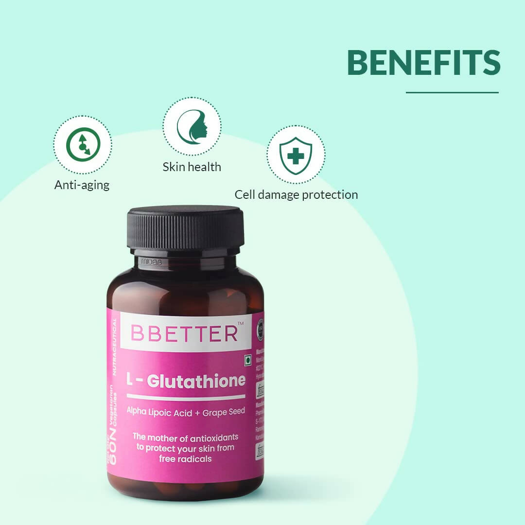BBETTER L-Glutathione Capsules with Alpha Lipoic Acid, Grape Seed Extract for Skin - Grab2buy
