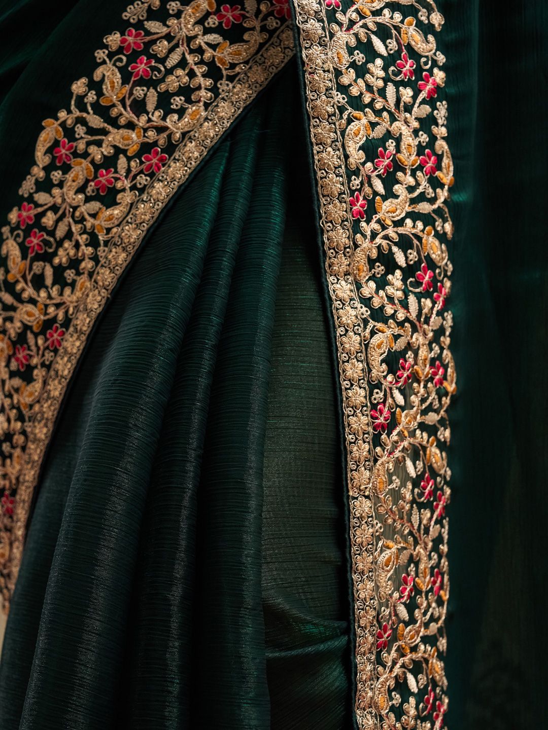 kasee Embroidered Solid Silk Blend Saree