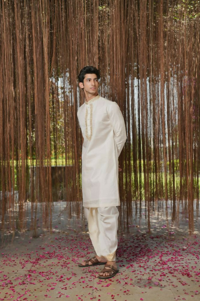 White Kanjivaram Hand Embroidered Pattu Set by Hilo Design  Grab2Buy Hilo Design Grab2Buy