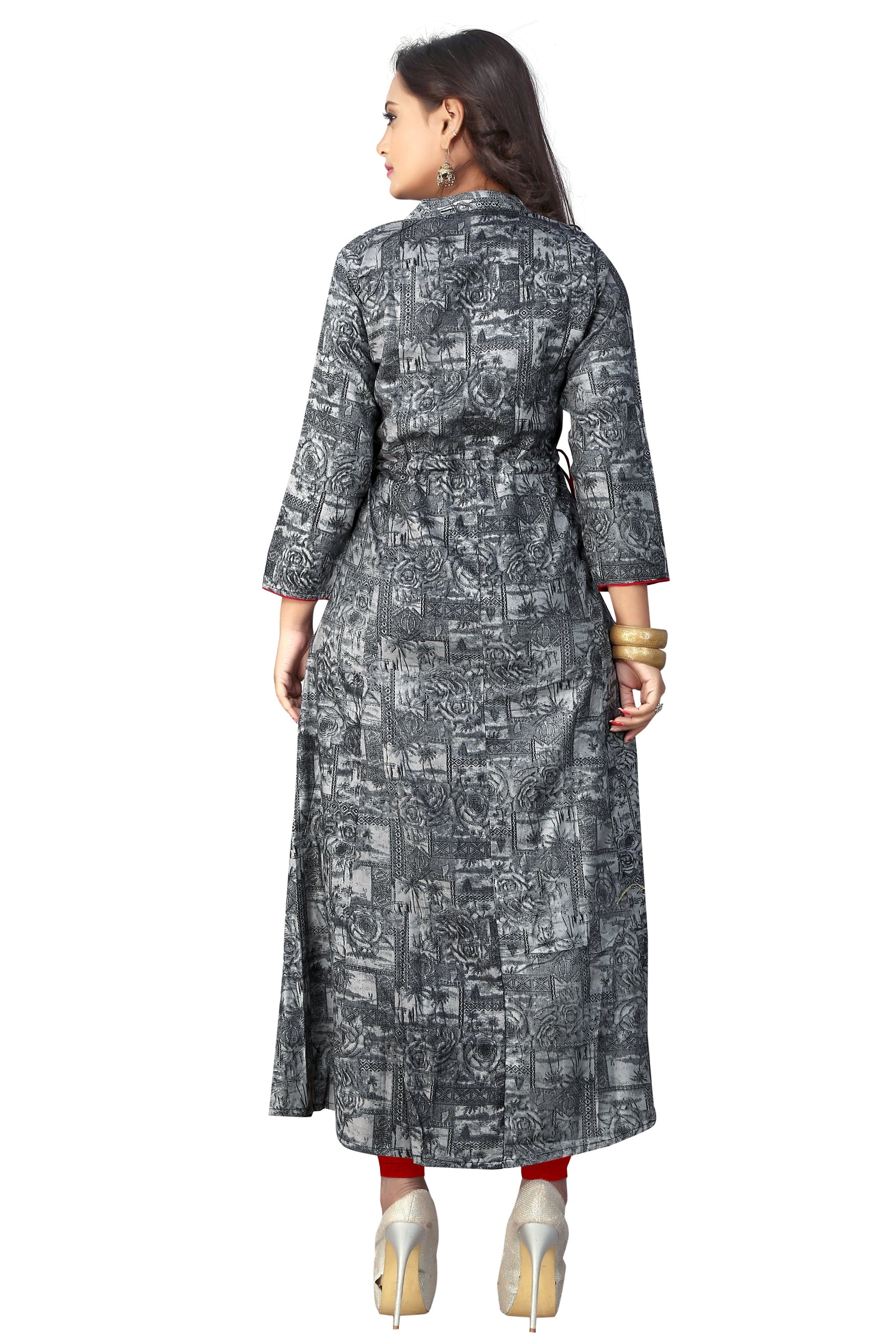 NOZ2TOZ Women's Grey Color Rayon A-Line Kurta (1Pc) 