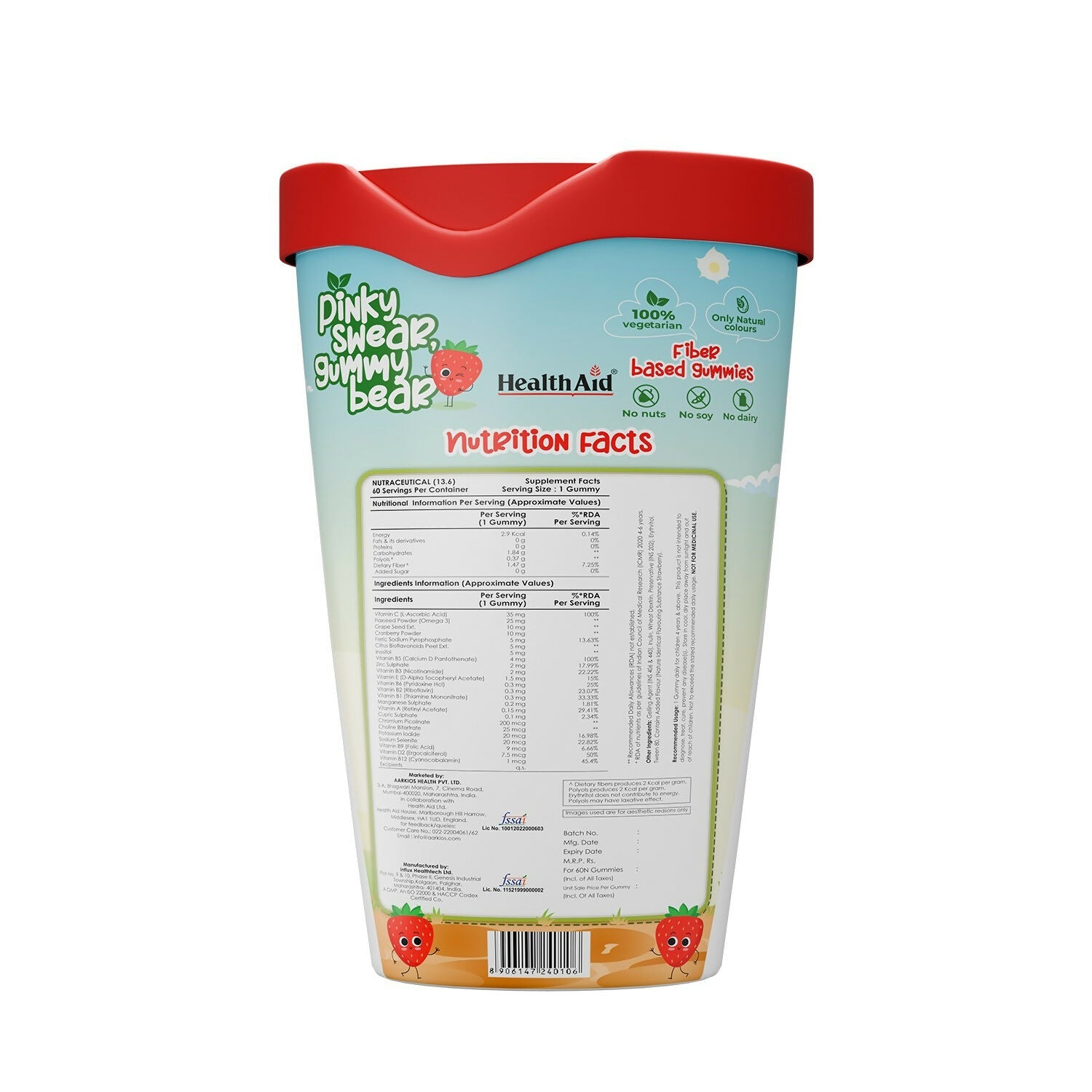 HealthAid Children's Multivitamin Gummies with Omega 3 Gummies - Strawberry Flavour - Grab2buy