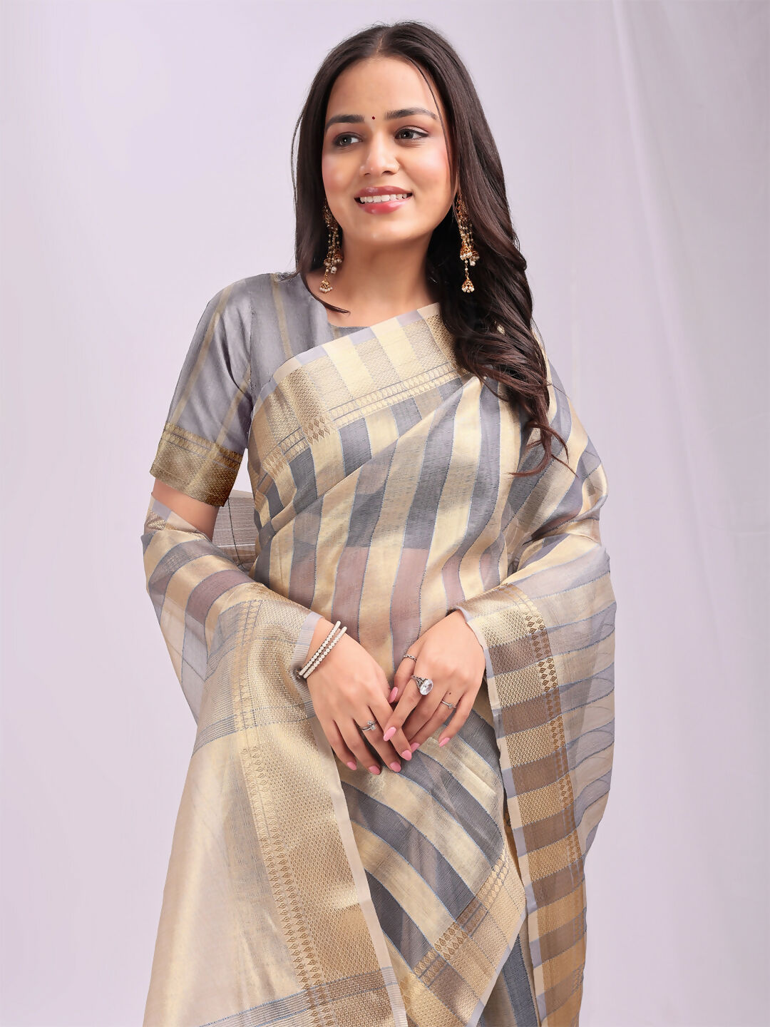 Shree Shyam Fashion Organza Grey Saree