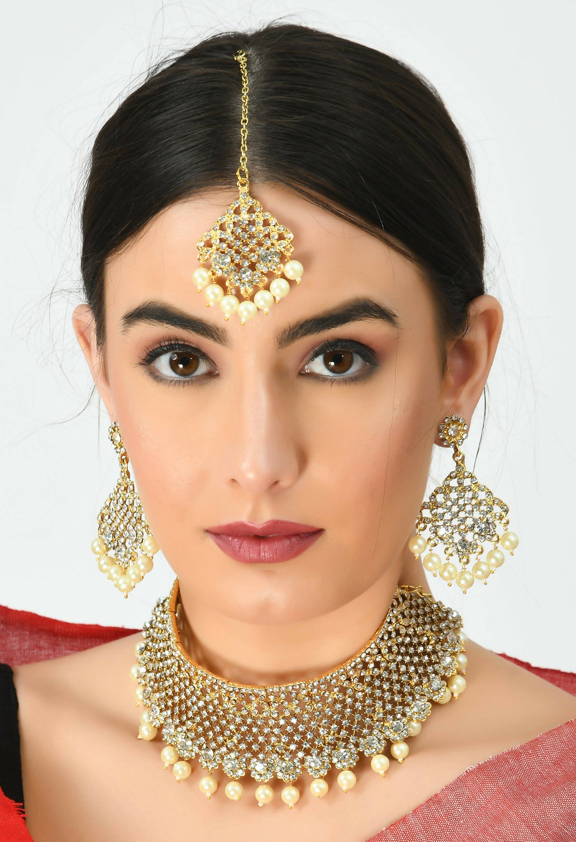 Mominos Fashion Johar Kamal Traditional Rajwadi Design Heavy Golden Necklace Set - Grab2buy
