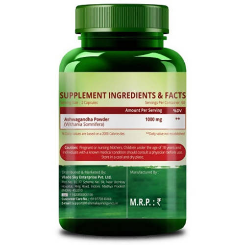 Himalayan Organics Ashwagandha 1000 mg Vegetarian Capsules 