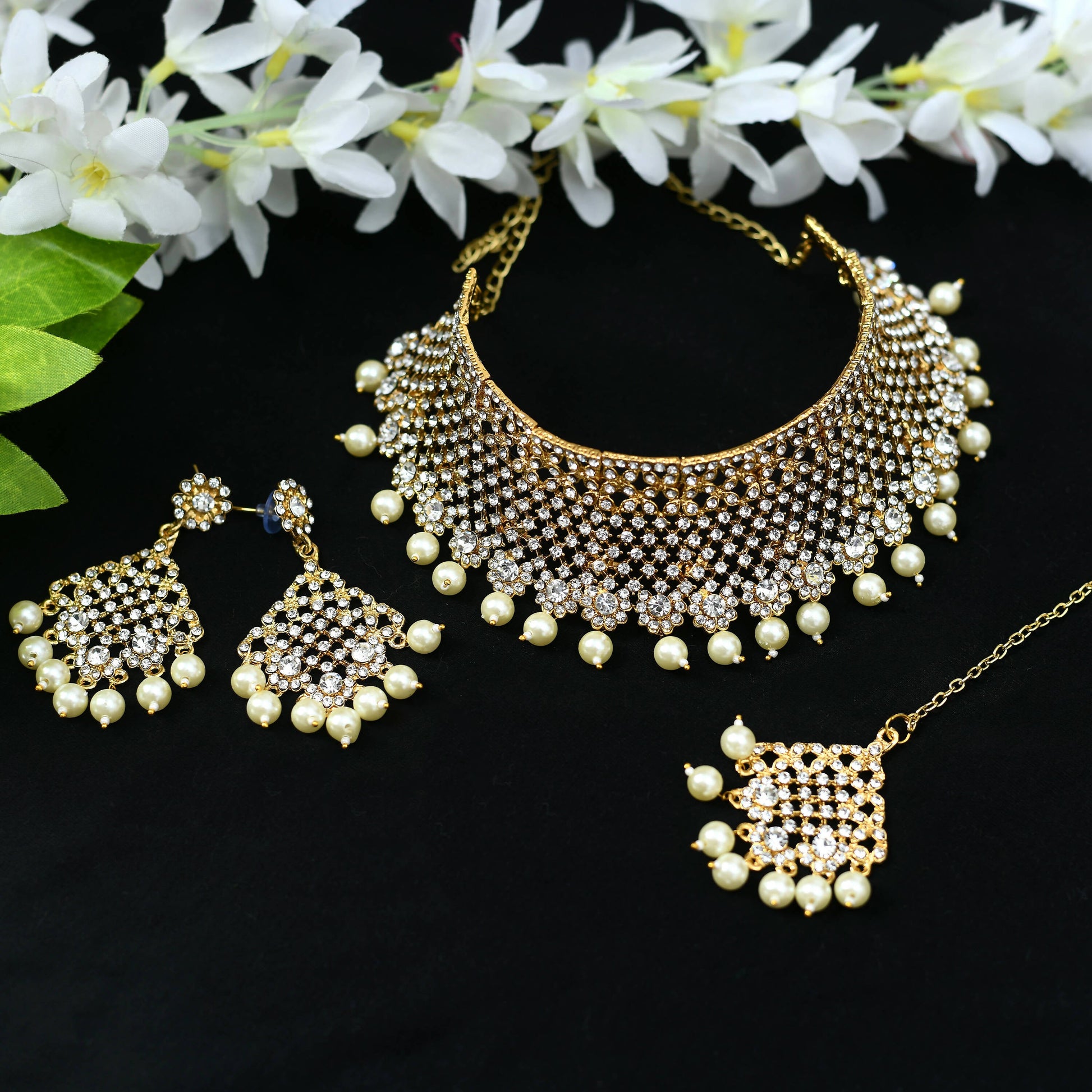 Mominos Fashion Johar Kamal Traditional Rajwadi Design Heavy Golden Necklace Set - Grab2buy