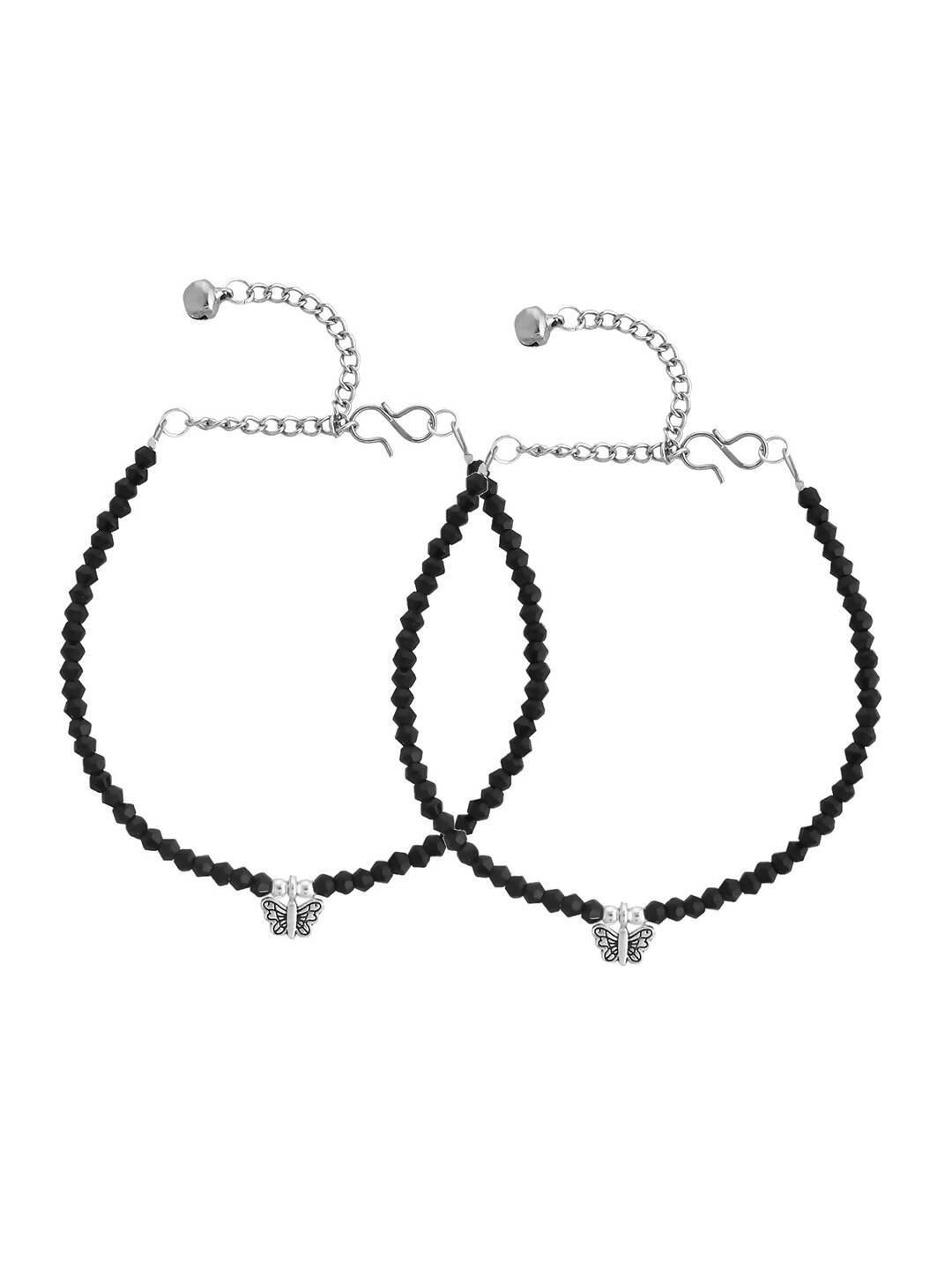 VOJ Women Black Color stainless steel Anklet  Grab2Buy VOJ Grab2Buy