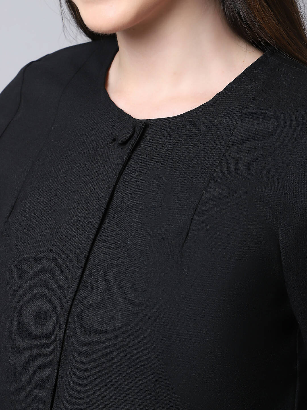 Even Apparels Black Polywool Open Front Statement Women's Jacket 