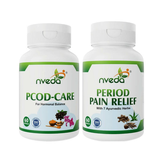 Nveda PCOD Care Capsules and Period Pain Relief Capsules Combo - Limited Time Offer 