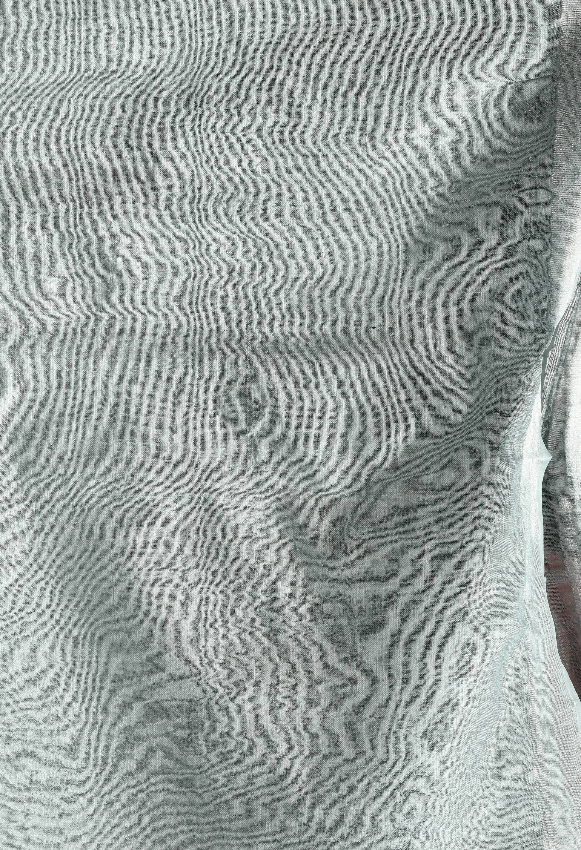 Mominos Fashion Moeza Gray Bhagalpuri Handloom Silk Linen Saree with unstitched Blouse piece