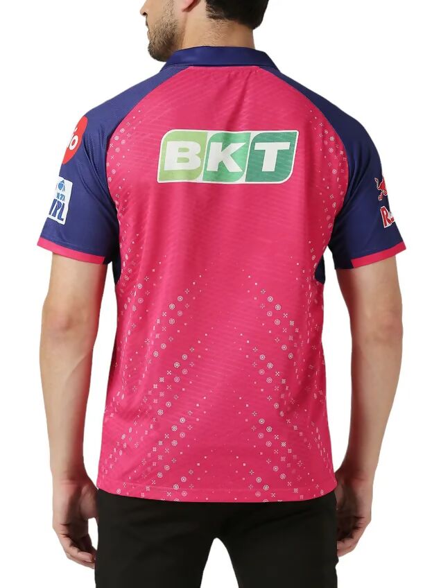 Rajasthan Royals Men Pink Typography Printed Half Sleeves Jersey IPL, T20 