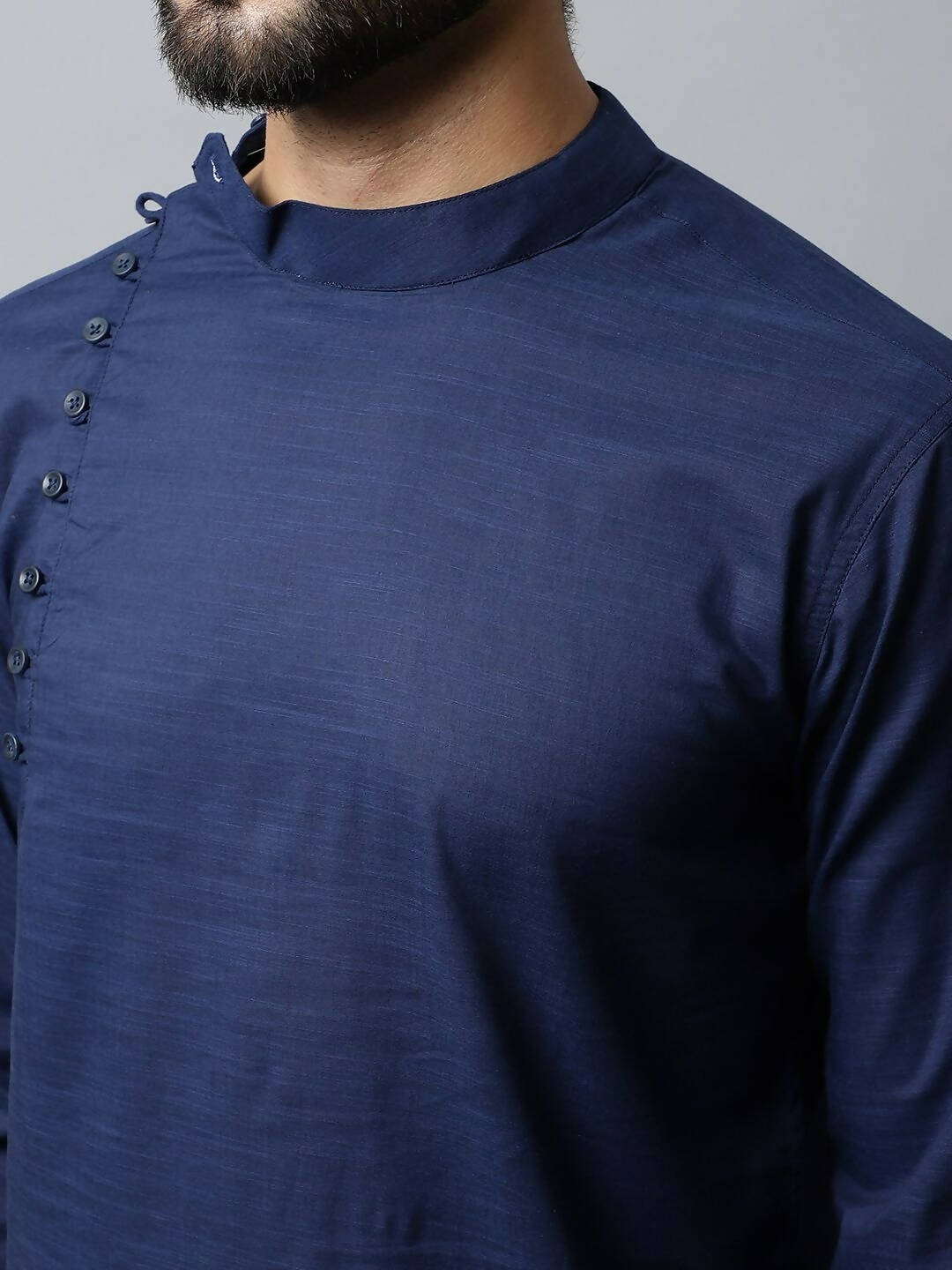Even Apparels Navy blue Color Viscose Pure Cotton Men's Kurta With Side Placket (SLD1190) 