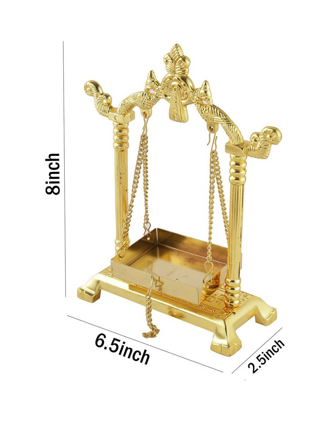 CraftVatika Gold-Toned Aluminium Laddu Gopal Lord Jhula Mandir 