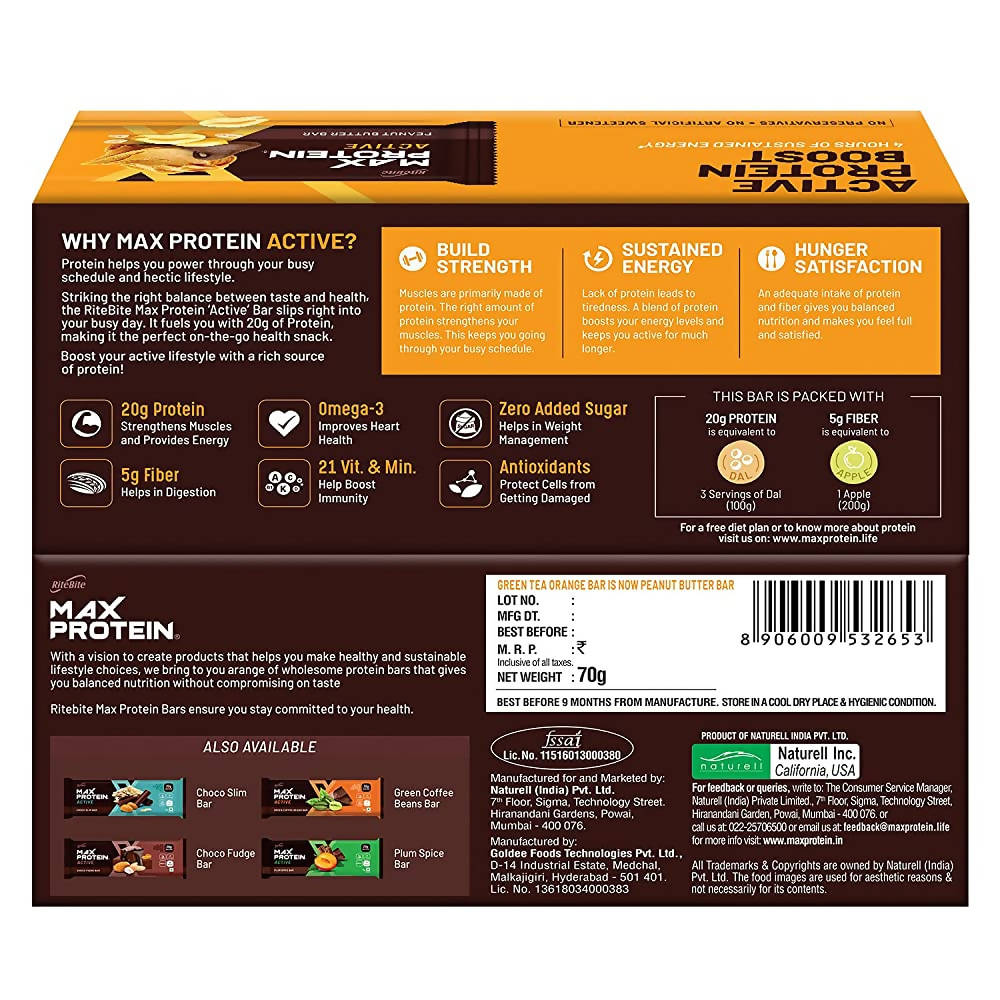 RiteBite Max Protein Active Peanut Butter Bar - Grab2buy