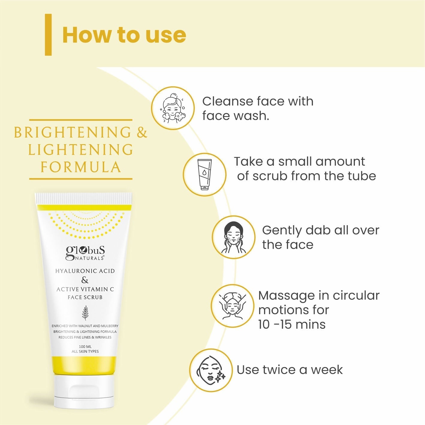 Globus Naturals Hyaluronic Acid & Vitamin C Anti Ageing Face Scrub | Swadesiicart