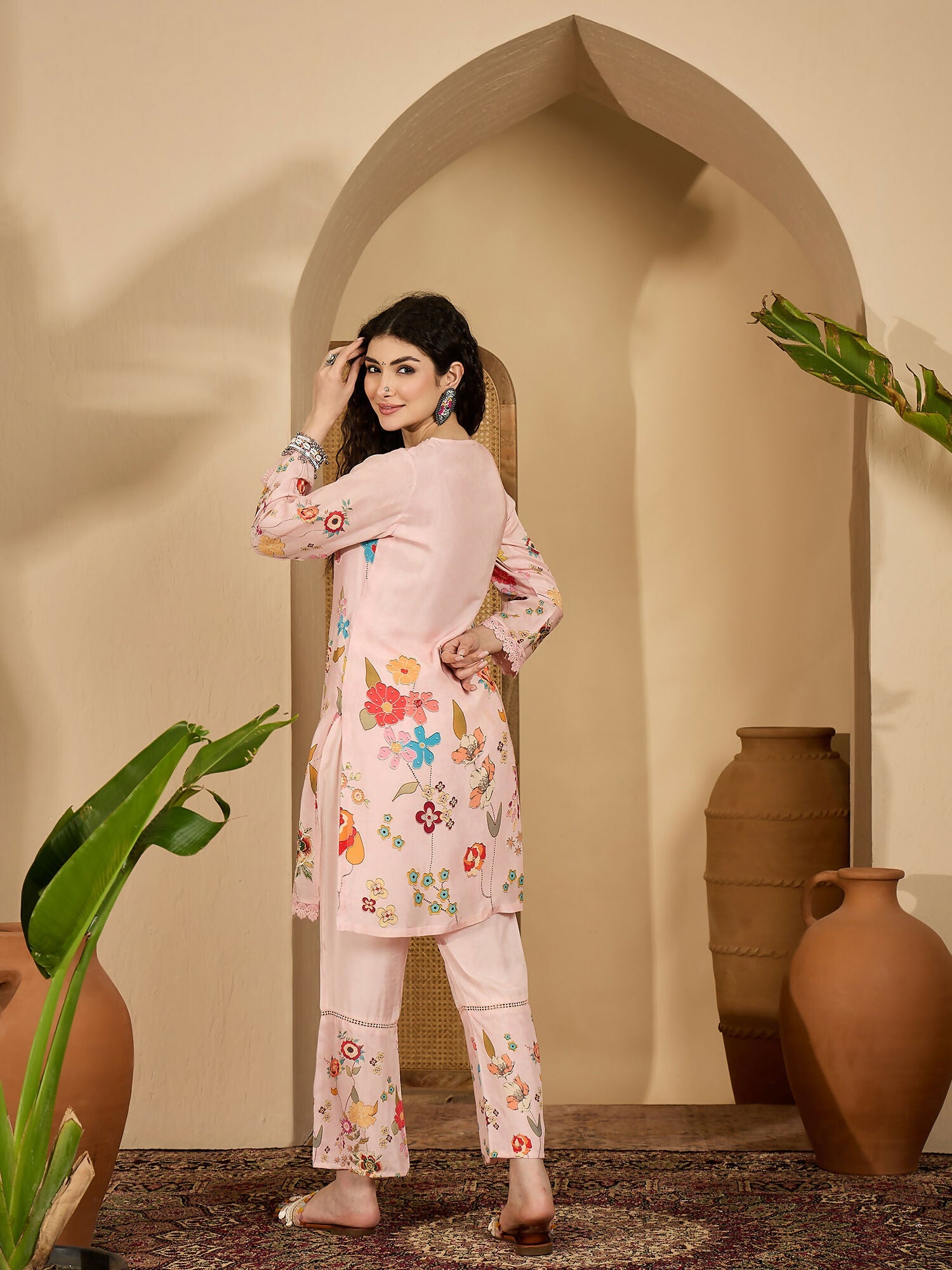 Joban Fashion Printed Pink Pure Cotton Cord Set