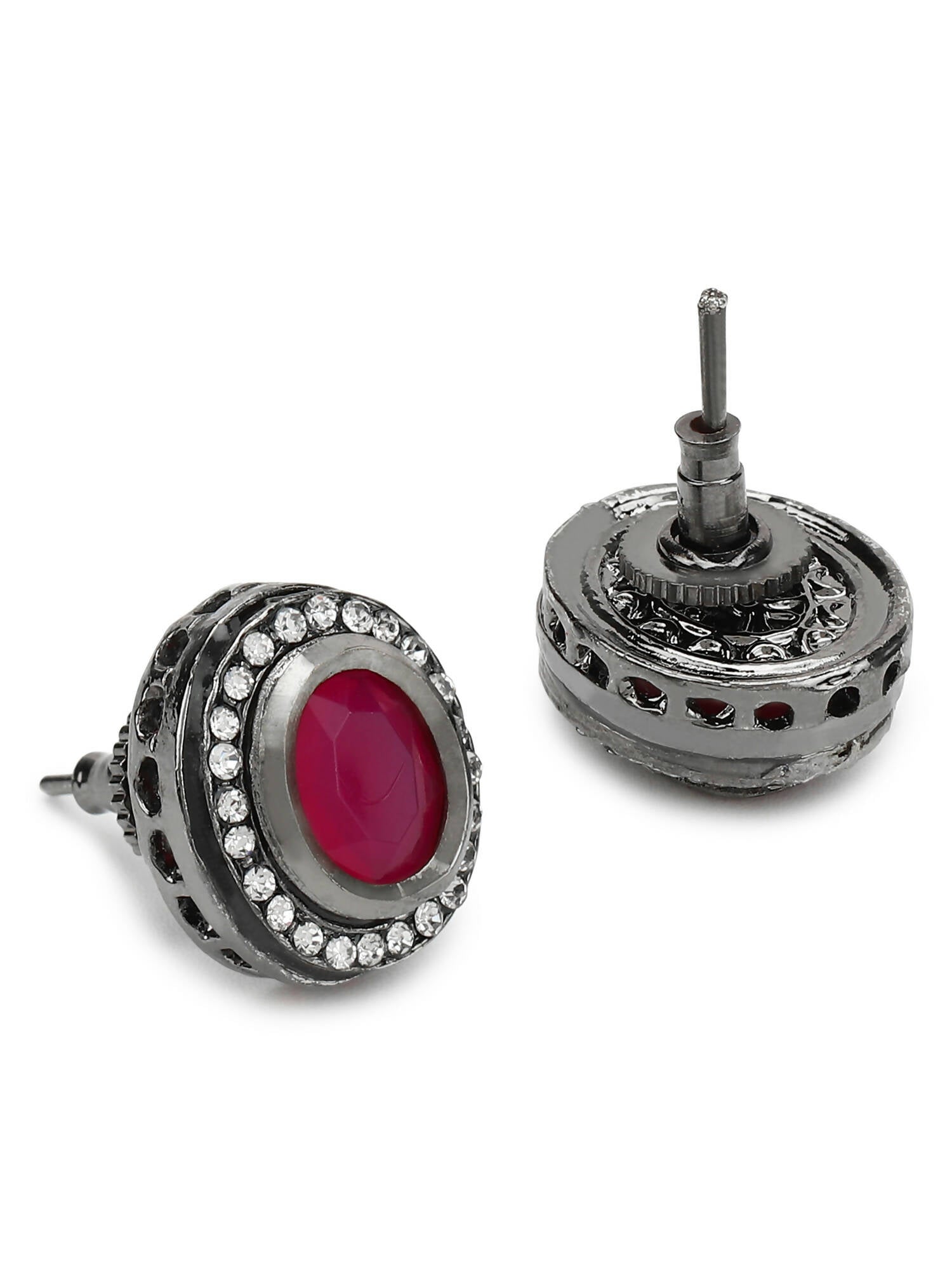 Pink Circular Studs Earrings - Ruby Raang - Grab2buy