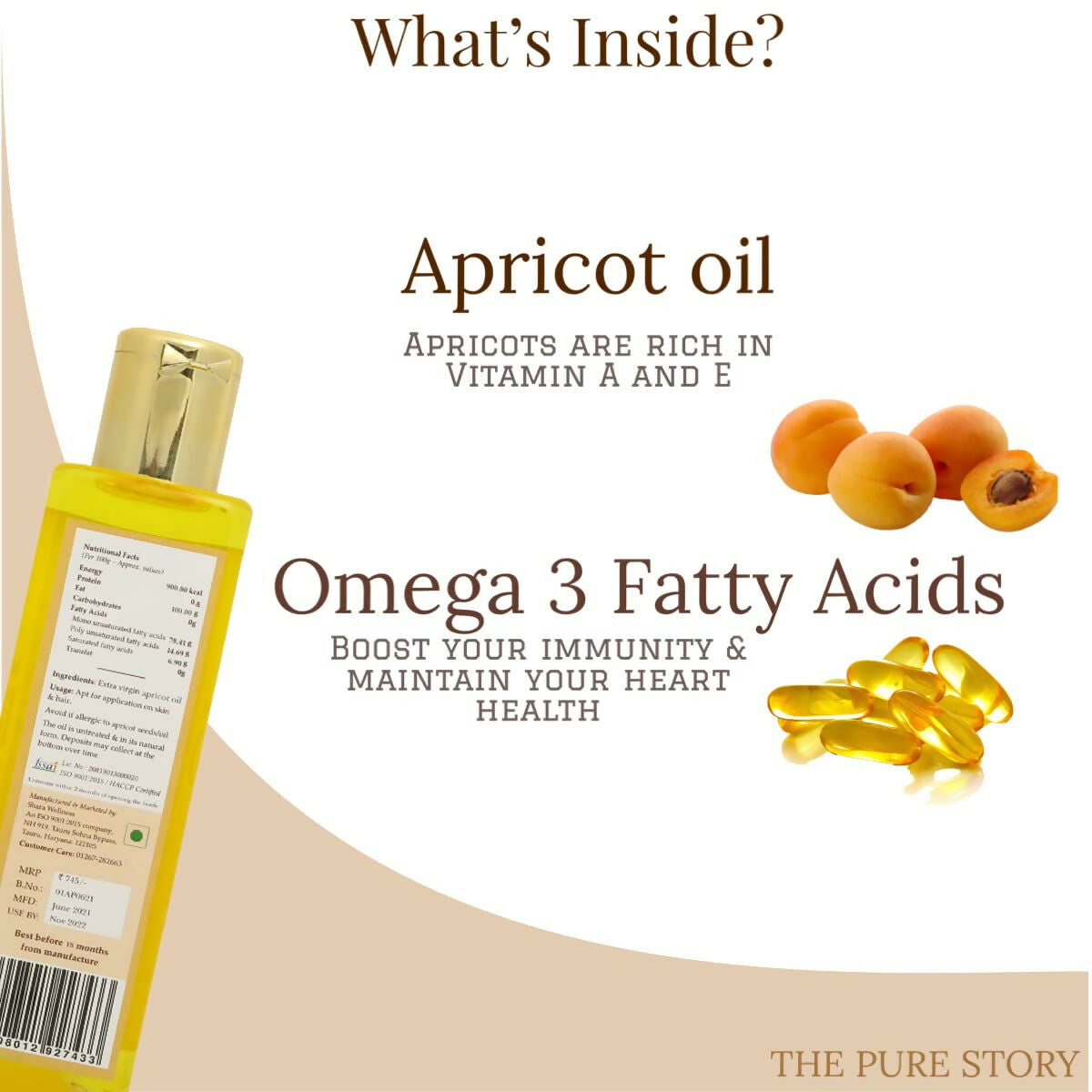The Pure Story Natural Cold Pressed Apricot Hair Oil  Grab2Buy The Pure Story Grab2Buy